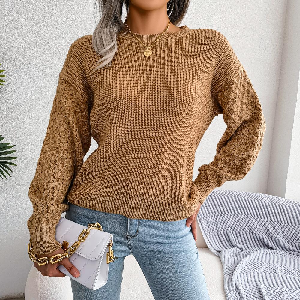 Women Casual Lantern Long Sleeve Knitted Pullovers and Sweaters Autumn Winter