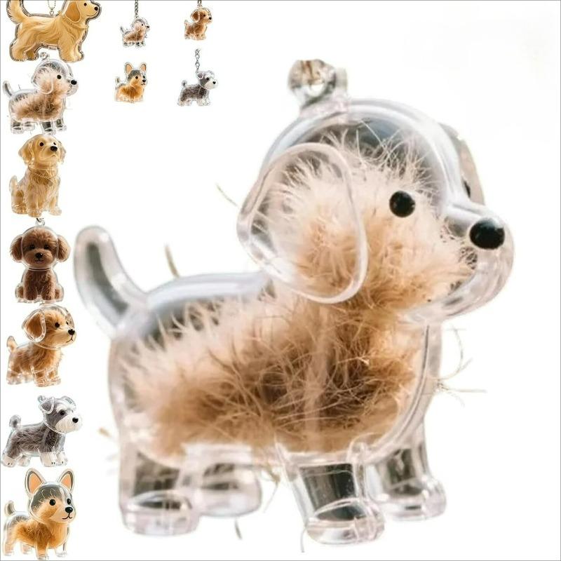 2026 Doorzichtige Hondenharen Opbergcontainer Schattige Huisdieren Herinnerings Capsule Hanger Met Sleutelhanger voor Huisdierenliefhebbers DIY Herdenkings Sleutelhanger