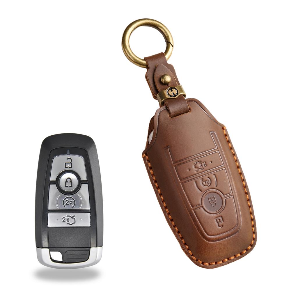 Retro Key Cover Is Suitable for Ford Focus Mondeo Cover, Sharp Edge Leather Shell, Pure Handmade Key Bag Chain.