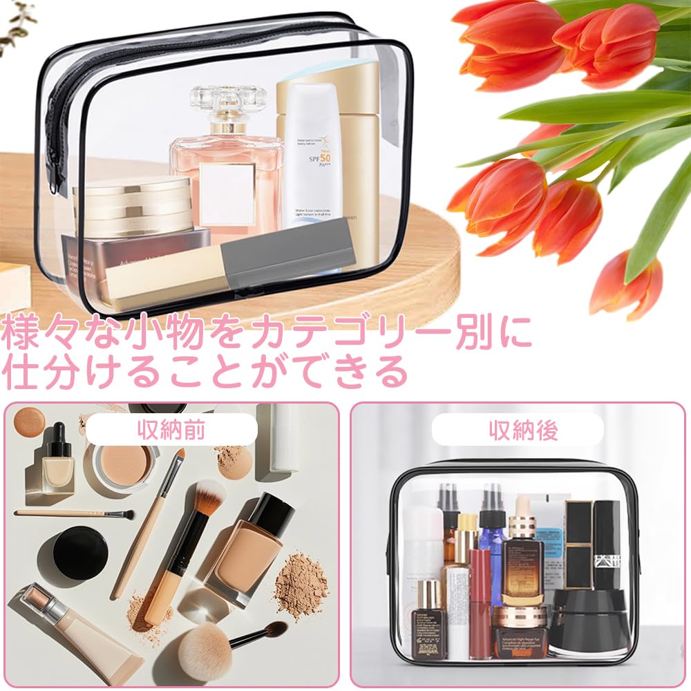 PVC Makeup Clear Vinyl Large Perfect for Everyday Business and with Makeup Brush Bag Sizes Pouch, Pouch, Multifunctional, Capacity, Waterproof,