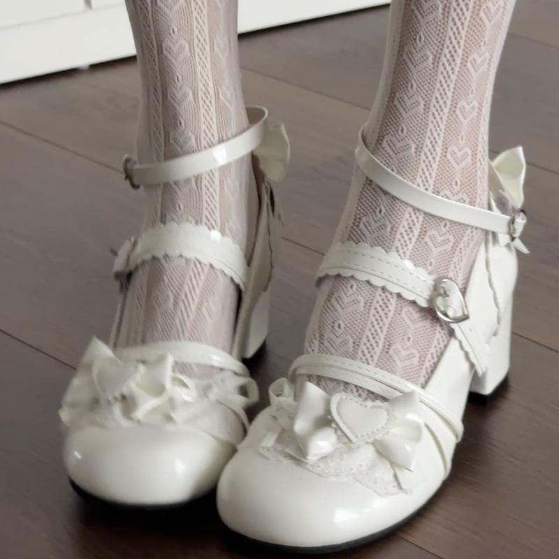 Butterfly-knot Lolita Women Mary Jane Shoes Elegant Round Toe Thick Heel Shoes Ladies Fashion Dress Pumps