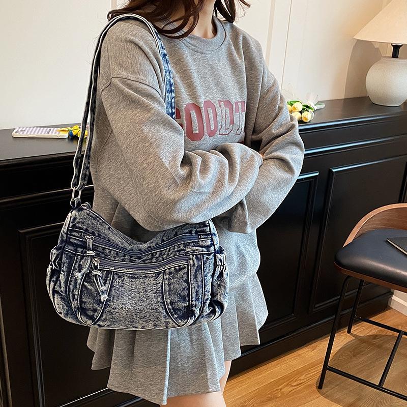 Denim Bag Damen Große Kapazität Herbst und Winter Casual Crossbody Bag Pendler Einkaufstasche