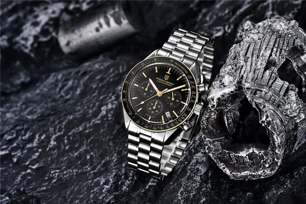 Pagani Design Relógio Fabricado no Japão Movimento de Quartzo SEIKO Cronógrafo Speedmaster com Caixa À Prova d'Água Relógio Social de Trabalho para Vestir Aço Inoxidável Couro