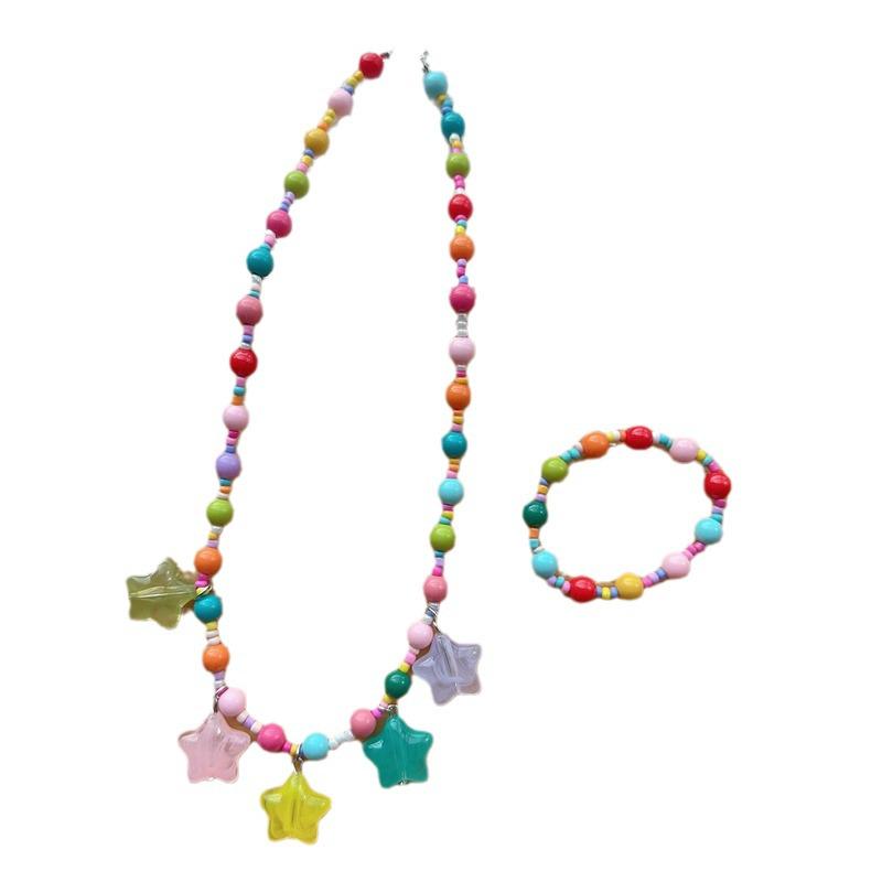 Koreanisches Niedliches Kinder-Blumen-Halsketten- & Armband-Set für Herbst/Winter