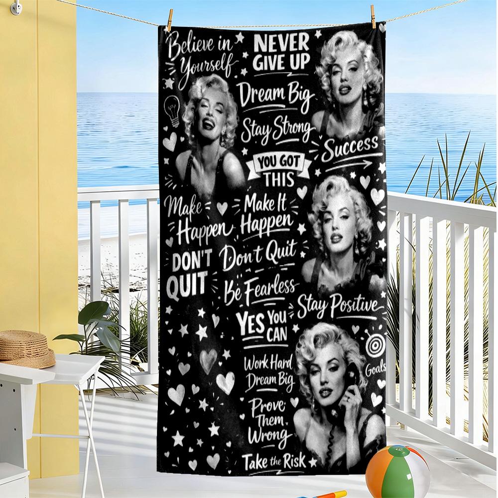 Asciugamano da Spiaggia Iconico Marilyn Monroe Alta Assorbenza & Asciugatura Rapida Confortevole Leggero Adatto per Nuoto, Palestra, Campeggio, Yoga Vacanze