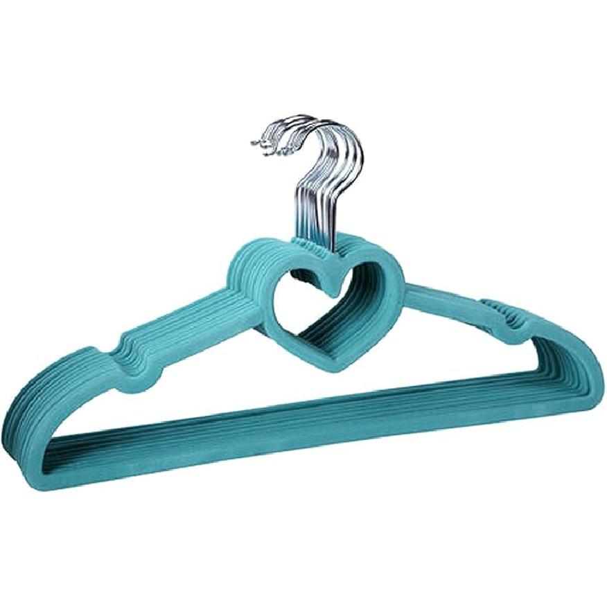 JYCCH Velvet Hangers (50-Pack) -Non-Slip- Ultra Thin Space Saving-Strong Hook Heart Shaped-Flocking Clothes Hangers for Abaya, Coats, Pants,Wine red