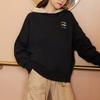 Li Ning Sports Fashion Collection Logo Embroidery Fleece Lined Loose Fit Crew Neck Pullover Sweatshirt Women's Black AWDRF42-2