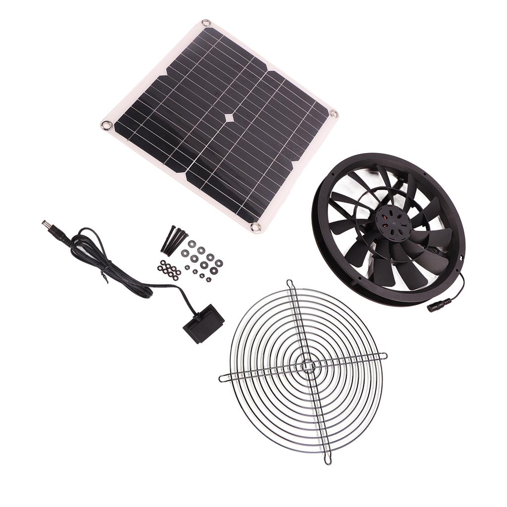 18V 12W Solar Exhaust Fan Kit Waterproof DC Brushless Round Solar Panel Cooling Fan for Workshop