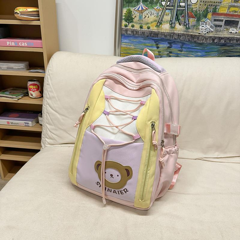 Contrast Color Backpack Junior High School Student Schoolbag Lightweight Large Capacity Backpack