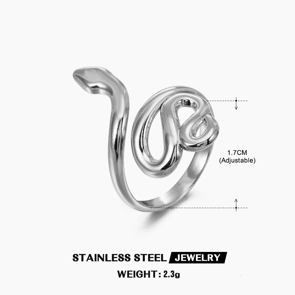 

Fashion Statement Snake Shape Stainless Steel Rings for Women Vintage Gold Color Animal Open Ring Trend Luxury Jewelry 1.7CM