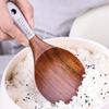 Teak Wood Soup Spoon Set, Creative Simple Cooking Spatula, Pearl Handle Kitchen Utensils Unfinished 3-Piece