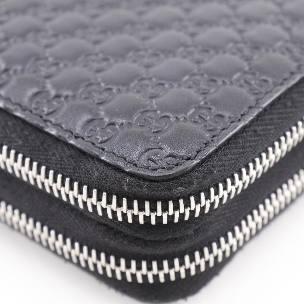 Gucci Travel Document Case Purse 449246 Micro Outlet Black Sima Leather Mens Used