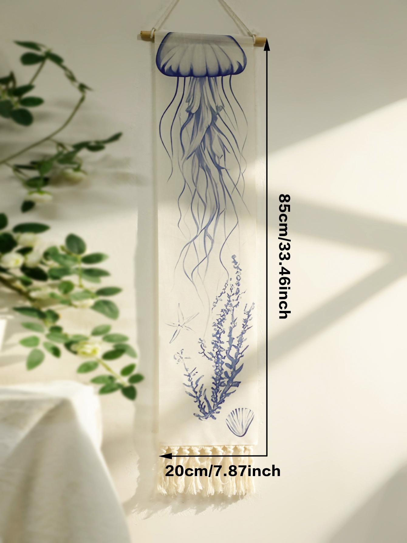 

Boho Jellyfish Tapestry Wall Hanging nautical style Macrame Tapestries Decor with Tassels Wall Decorations for Home Bedroom Gift