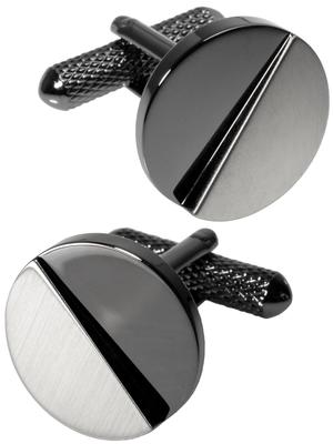 Botões de Punho Botões de Punho Feitos no Japão Latão Geométricos Botões de Punho [Tabarat] Masculino (Prata negra)