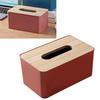 Desktop Tissue Box Rectangular Plastic Tissue   Box Cover with Wooden Lid for Home