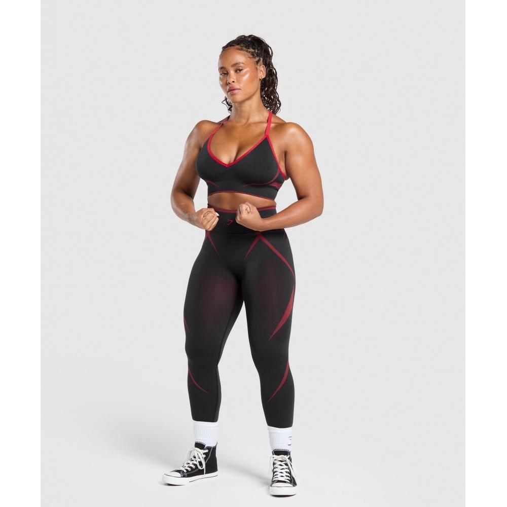 Gymshark Apex Lift Seamless Sports Bra Black Carmine Red B4b3j Bb4j