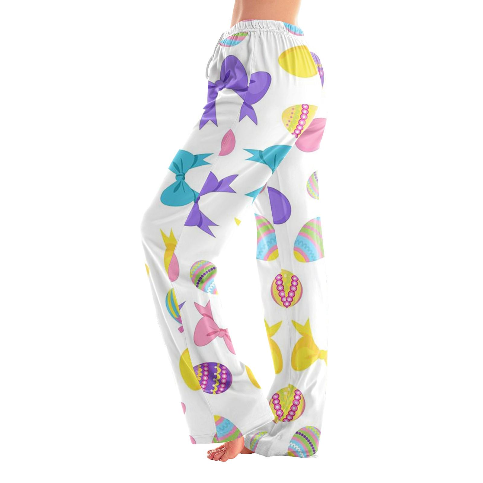 

Жіночі піжамні штани, одяг для сну, повсякденні штани на шнурках, еластичні пояси, зручні прямі вільні штани для йоги XL білий