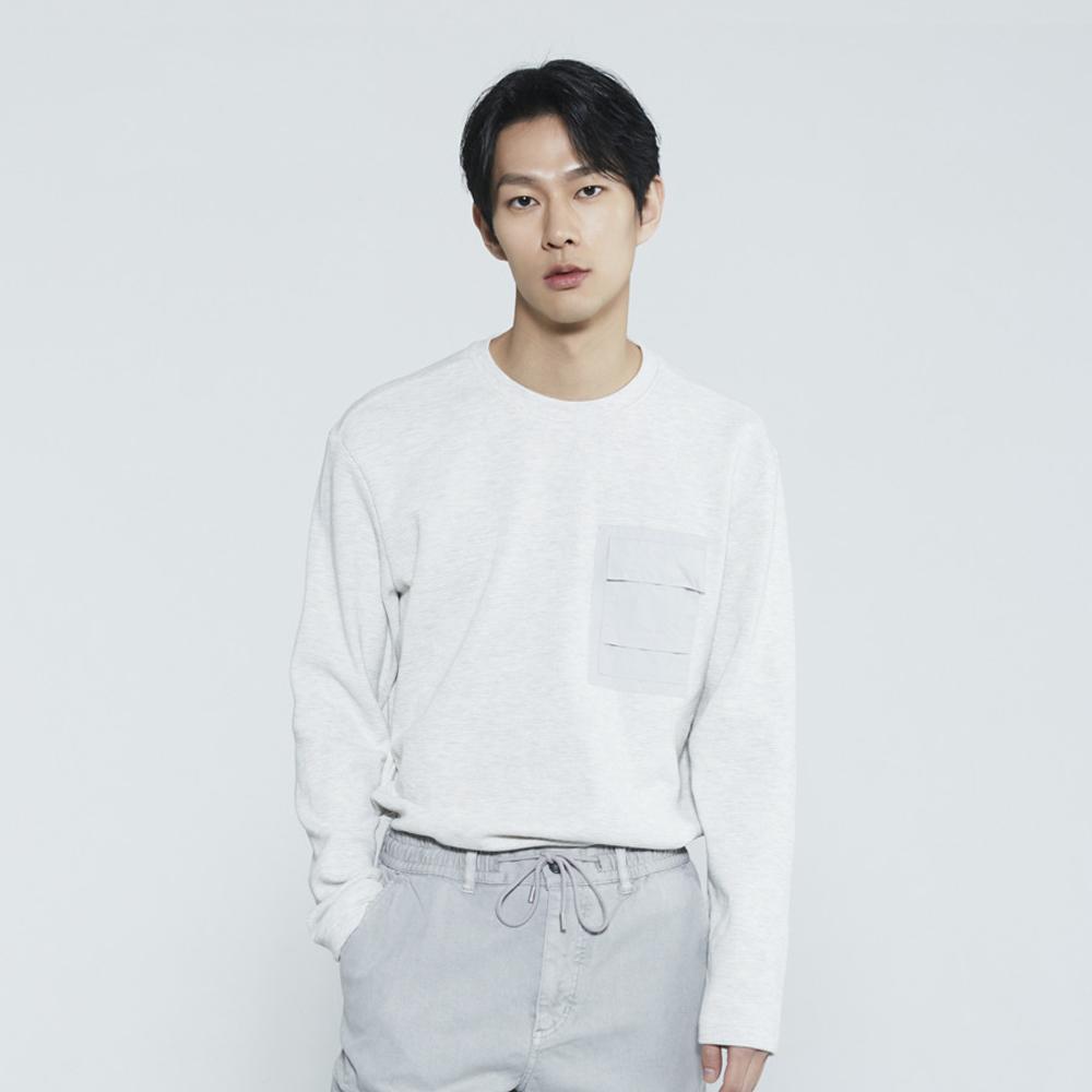Burkeru Men S Waffle Woven Pocket Long Sleeve Ts Oatmeal Oatmeal_L