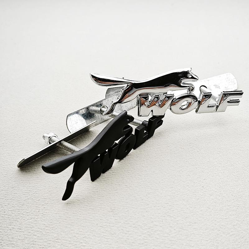 Cjdlpw1 3D Metal Black Chrome Logo Wolf Car Front Grille Badge Emblem For Ford Foucs ST Mustang GT Universal Auto Accessories