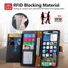 Etui na iPhone'a 17 z blokadą RFID, kieszonką na zamek błyskawiczny, skórzanym portfelem, pokrowcem na telefon z paskiem