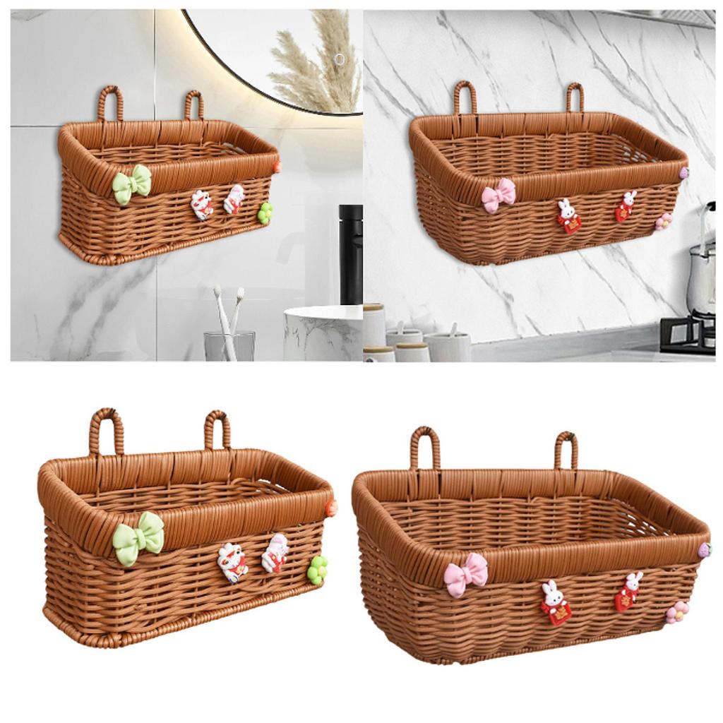 Aufbewahrungskorb aus Rattanimitat, Aufbewahrungsorganisator, Wandbehälter für Zwiebeln und Knoblauch, Eier- und Obstkorb für Knoblauchküchengarten