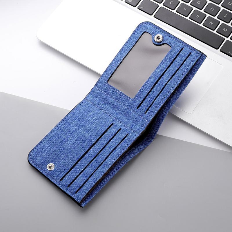 Minimalist Solid Color Coin Bag Ultra-Thin Card Holder Short Canvas Wallet Men Folding Small Wallet Birthday Gifts