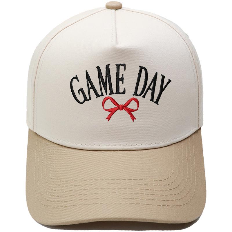 GAME DAY Bow Embroidery Color Matching Truck Hat Race Day Ladies Support Shade Dad Hat