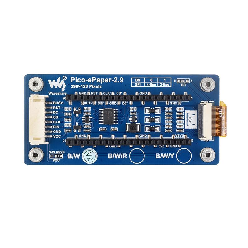 2.9" Pico E-Ink Display Board, 296x128 Resolution, SPI Interface