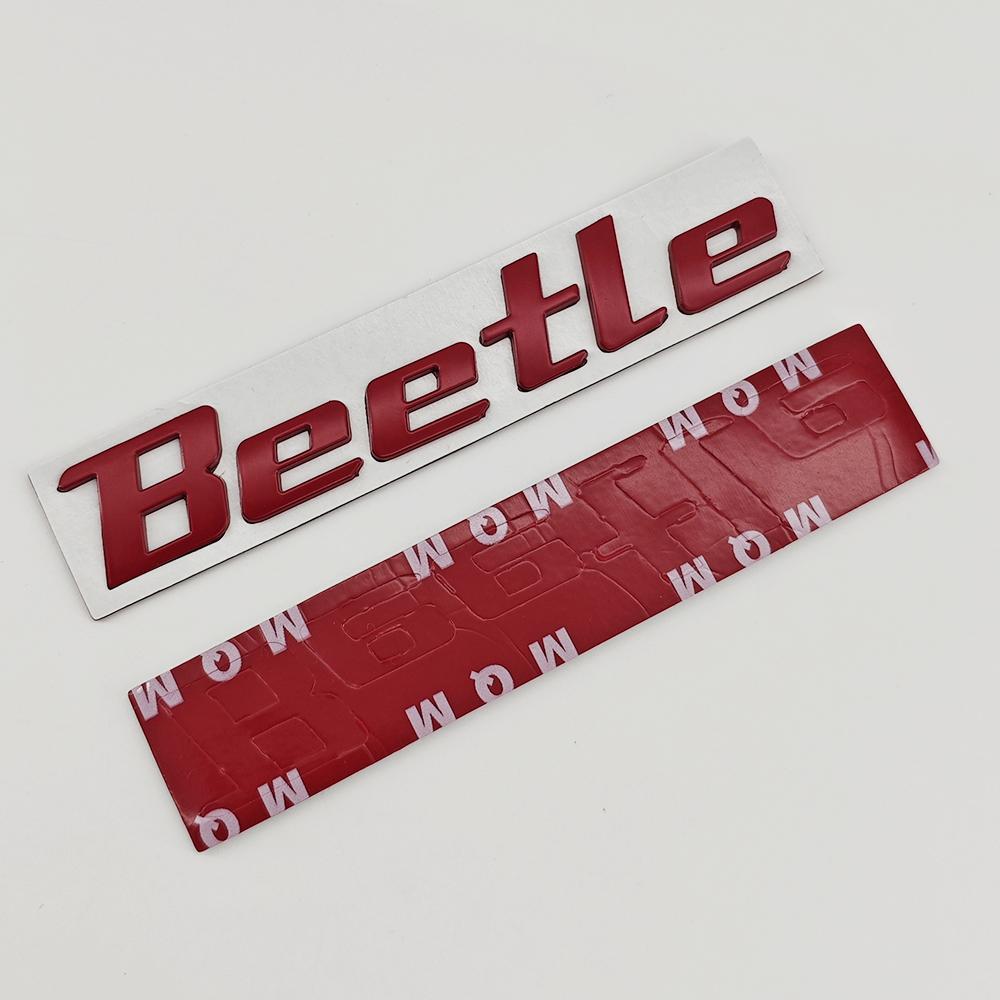 3D Metal Car Sticker Chrome Red Black Letters Logo Nameplate Beetle Emblem Rear Trunk Fender Badge For VW 1998 2005 Accessories