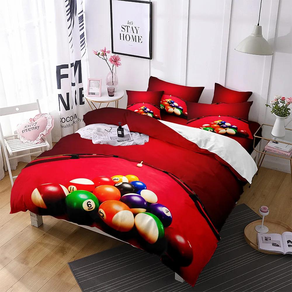 Billiards Duvet Cover Black 8 Ball with Fire Sports Games Theme Billiard Ball Bedding for Boys Girls Teens Bedroom Decorations