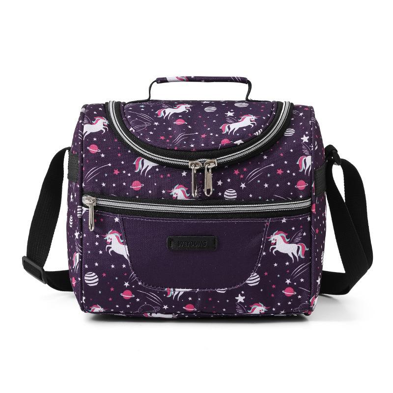 New Printed Oxford Cloth Insulated Bag Handheld Lunch Bag Waterproof Lunch Bag Student Large Capacity Crossbody Bento Bag