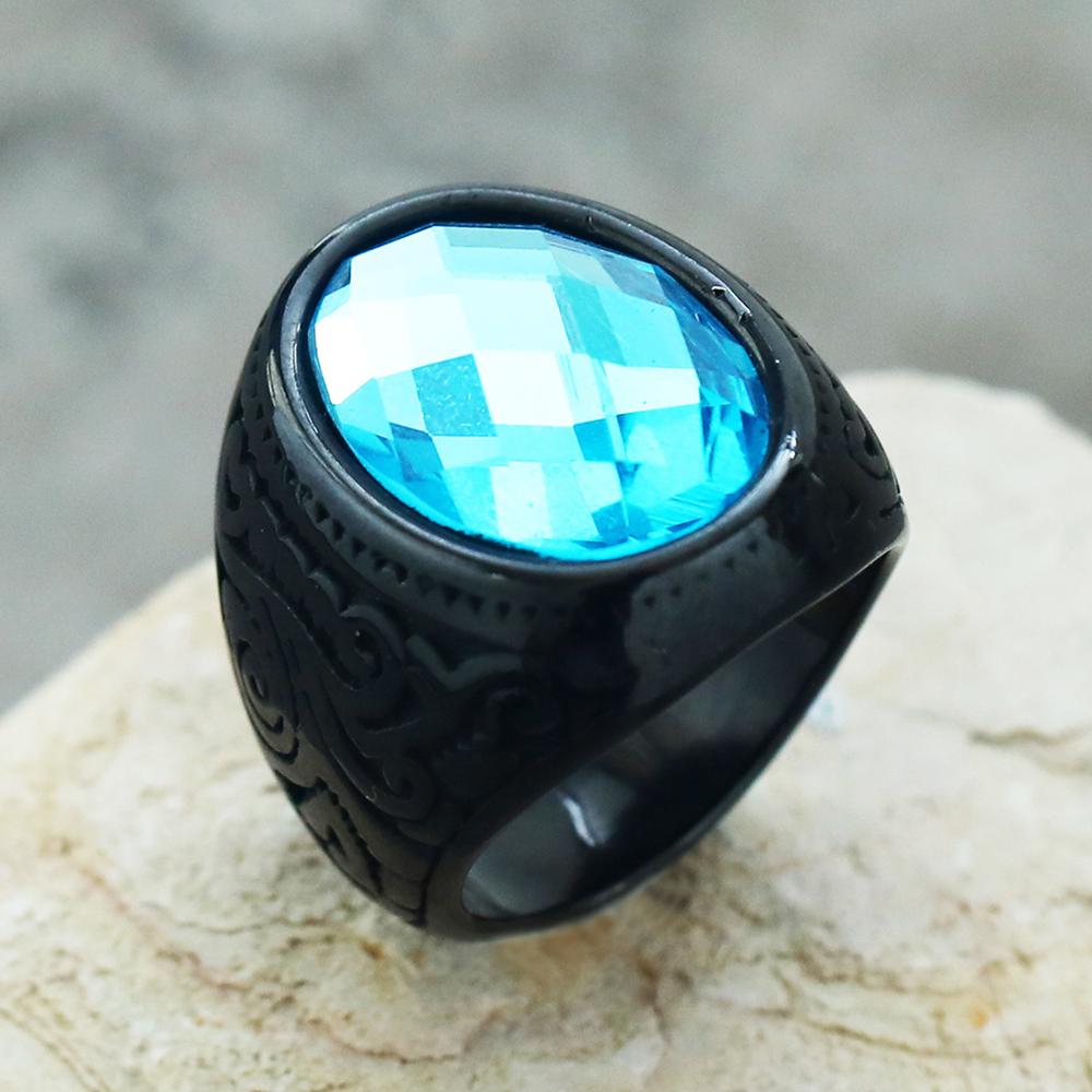 316L Stainless Steel Ring With Black Onyx & Turquoise High Quality Jewelry Factory Direct Sale