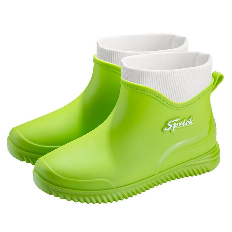 Modische kurze Mädchen-Regenstiefel, niedrig geschnitten, wasserdichte Schuhe, Küchen-Niedrigrohr-Gummischuhe, Autowasch-Wasserschuhe, Regenstiefel mit Plus-Baumwolle