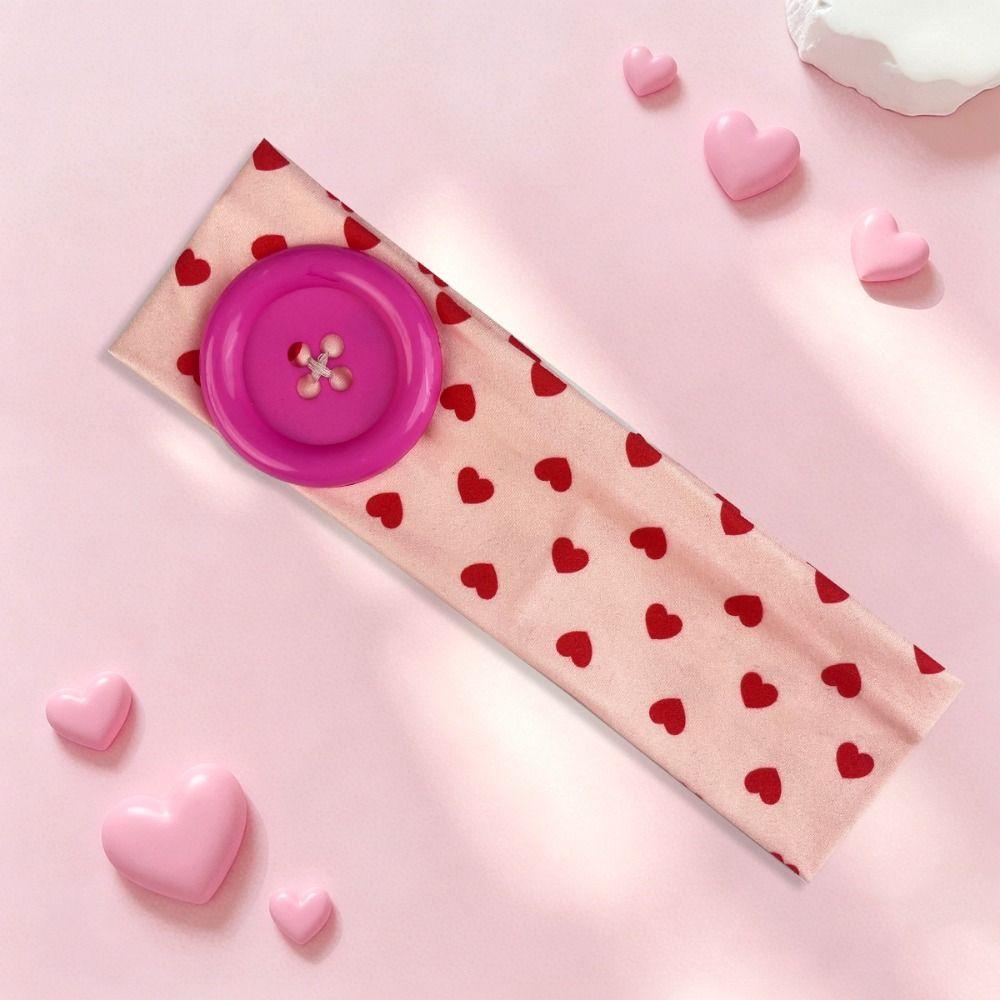 Large Button Elastic Hairband Colorful Heart Polka Dot Headband High Quality Button Hairband