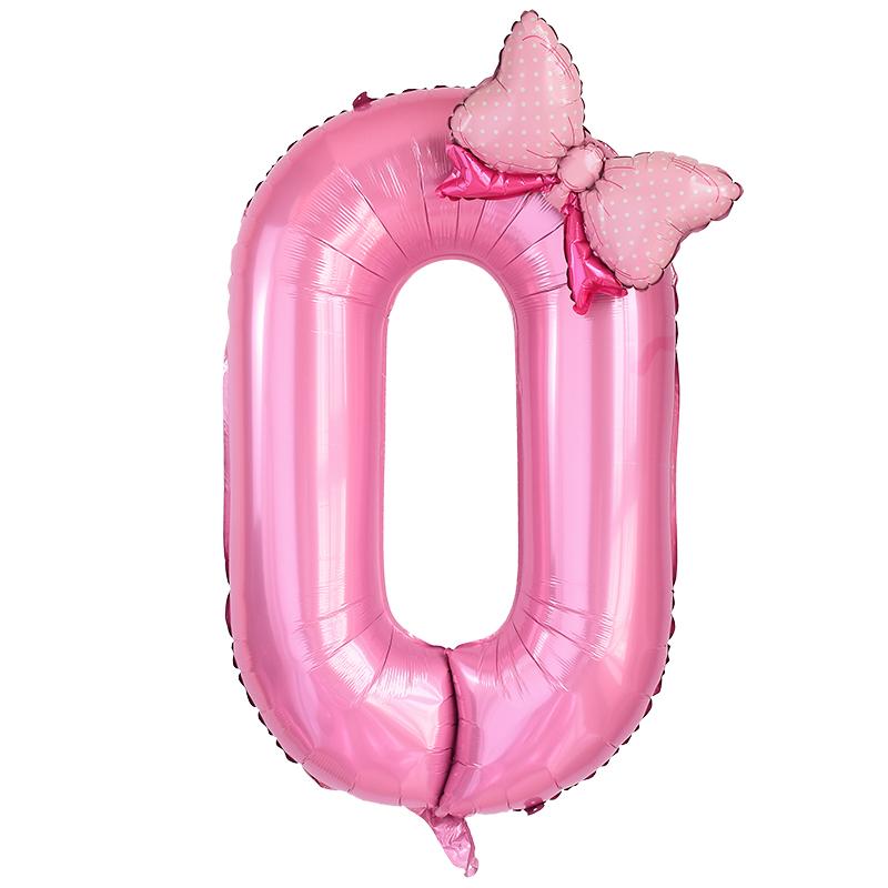 

1Pc Large 40inch Number Pink Foil Balloon With Bow 1 2 3 4 5 6 7 8 9 For Kid Boys Girls Birthday Party Baby Shower Decorations 40inch