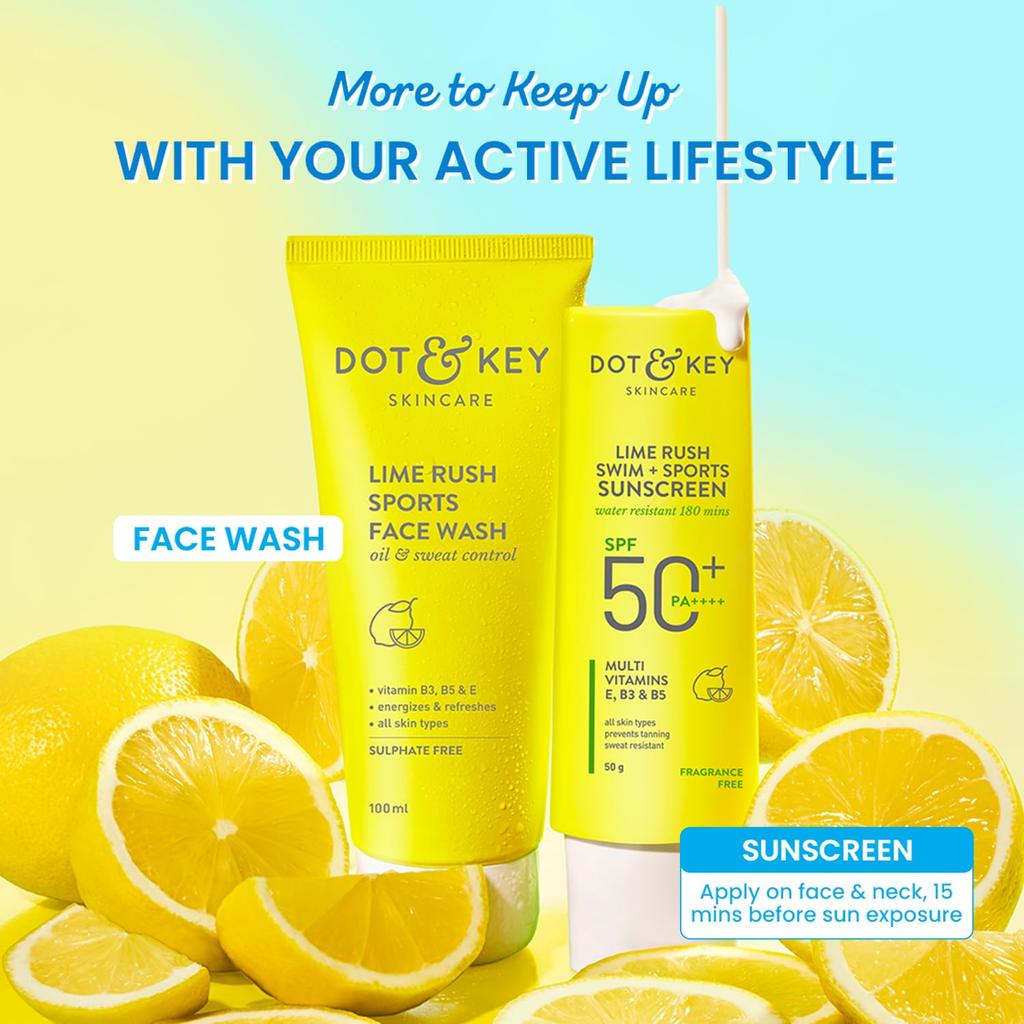 Dot & Key Lime Rush Swim Sports Sunscreen SPF 50+ PA++++ 50g Broad Spectrum Water Resistant