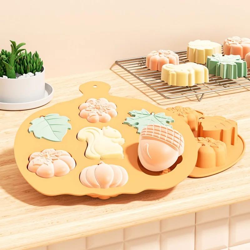 Silicone Cake Mold Set for Harvest Festival Pumpkin&Leaf Shapes Chocolate Mold Perfect for DIY Soap&Cold Process Baking Projects