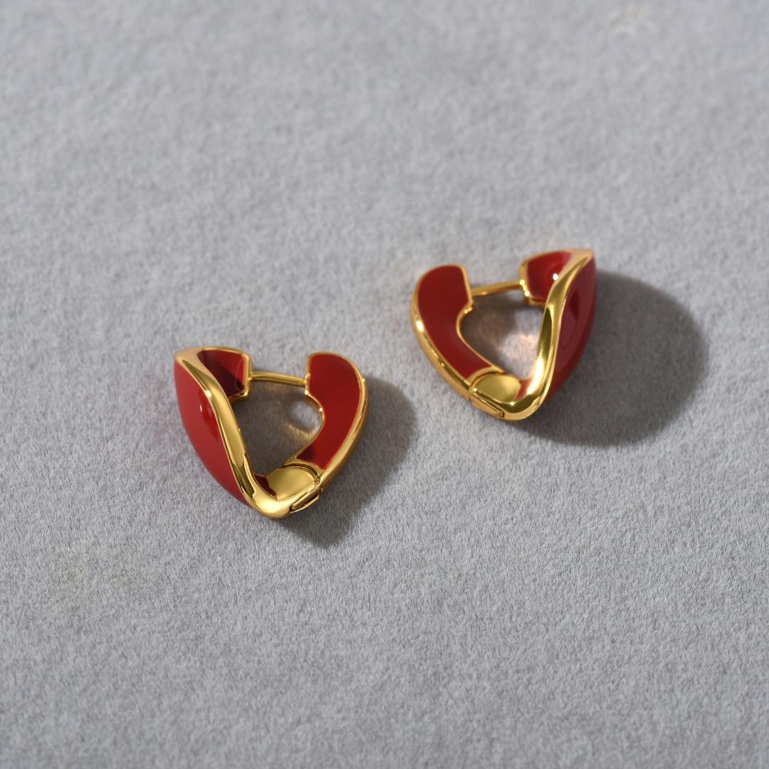 

Autumn And Winter Maillard High-Grade Metal Irregular Love Drop Glaze Ear Buckle Earrings Niche Design Temperament Earrings