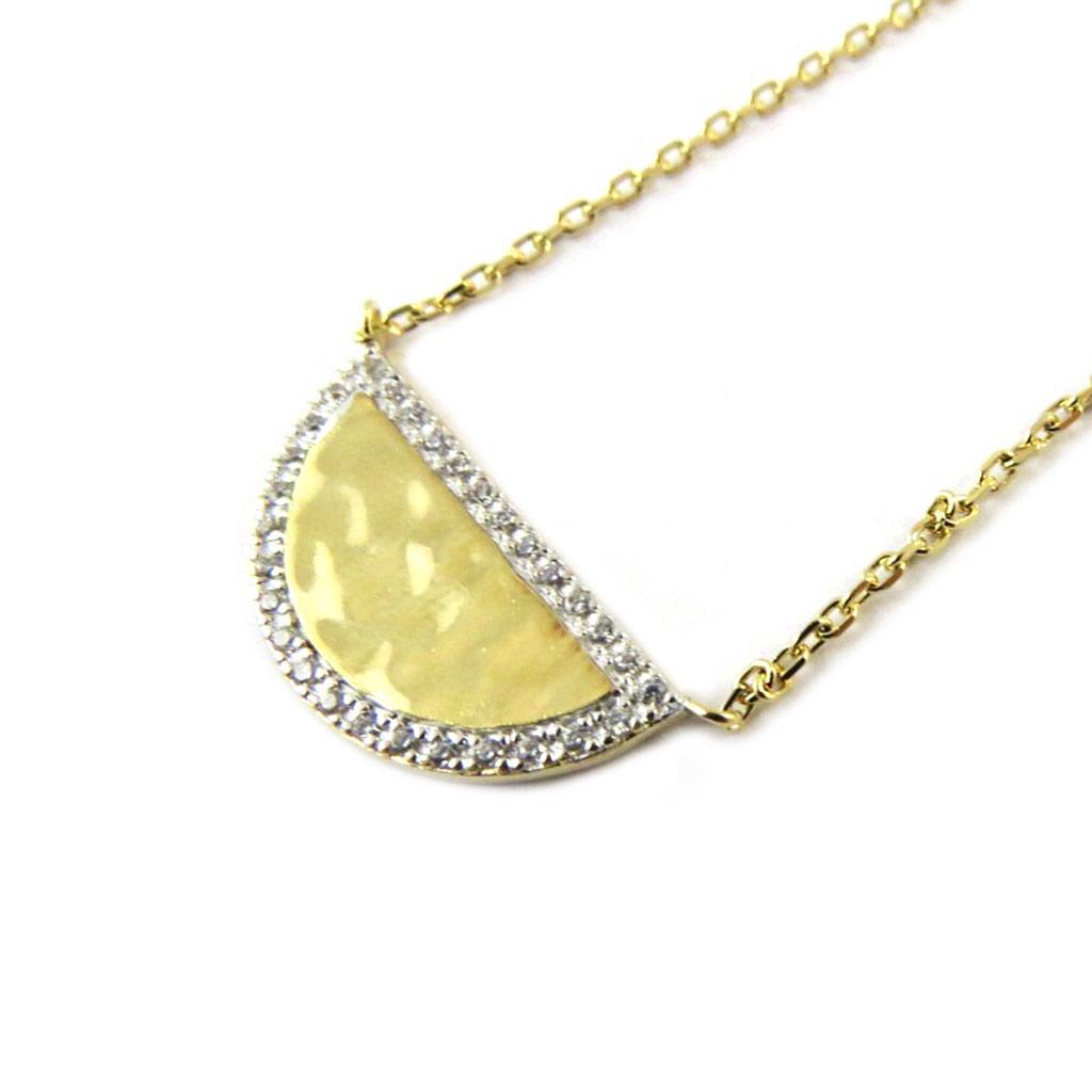 Les Trésors De Lily [P0637] - Collier Plaqué Or 'Cléopatra' blanc doré martelé - 20x10 mm