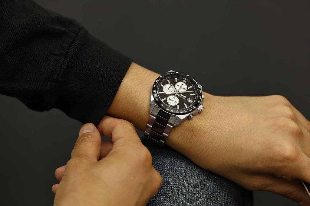 SEIKO SELECTION SBTR043 Date Black x Silver Stainless Silver x Black [Seiko Watch] Men's Watch, Battery-Powered Quartz, Chronograph, Calendar, Dial,