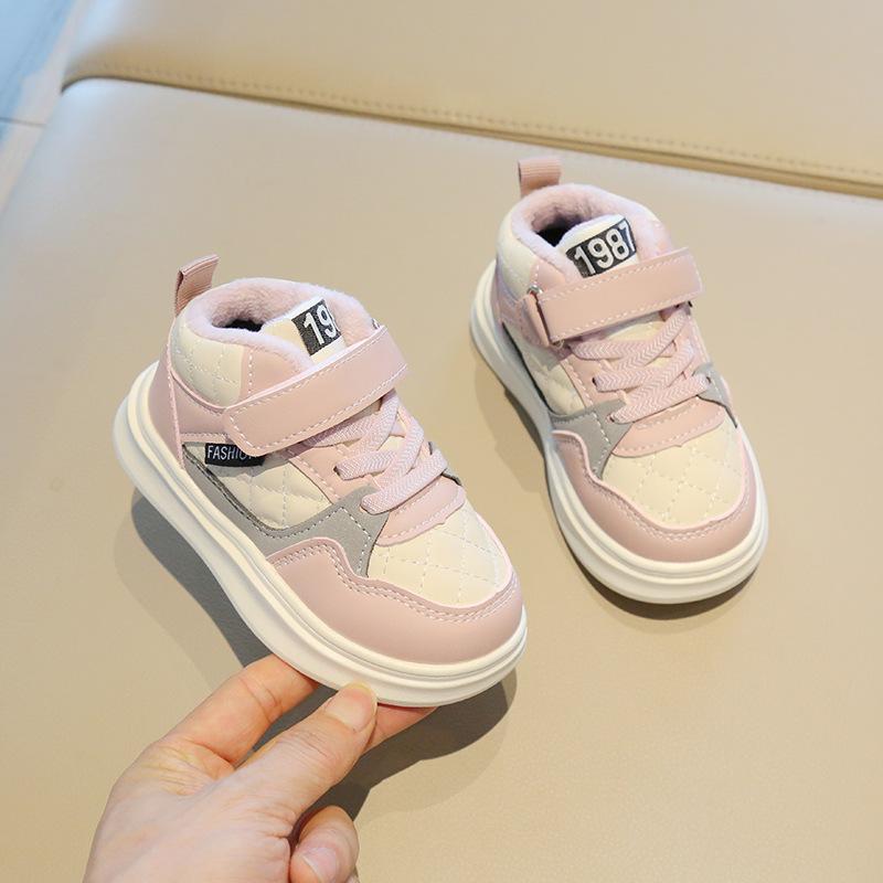 Kids Winter Warm Plush Sneakers Soft Sole Freeze Thickened Cotton Shoes For Boys And Girls