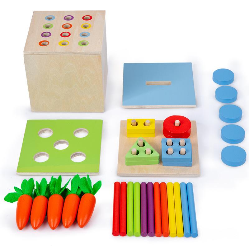 Baby Wooden Montessori Box Sensory Toys Color Shape Sorting Matching Games Winder Object Permanence Activities Educational Toys
