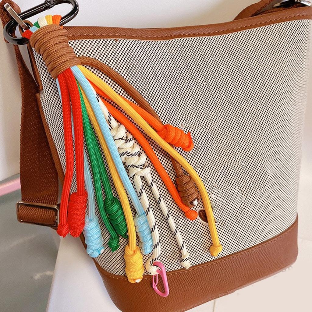Colorful Handmade Woven Key Rings Artisanal Rainbow Weave Keychain Colorful and Practical Key Chain for Bag Purse