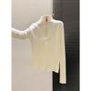 Waist High-end Small Stand-up Neck Knitted Sweater Women's Autumn and Winter Slim-fit Soft Waxy Zipper Inner Top Bottoming Shirt