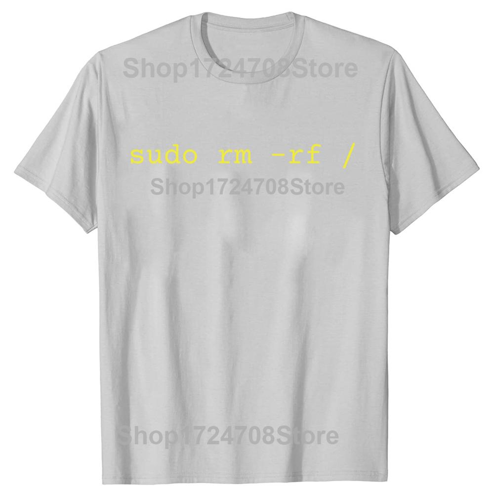 Funny Sudo Rm -rf Graphic T-shirts Men Women's Fashion Casual Tshirt 100% Cotton Loose Oversized T Shirt