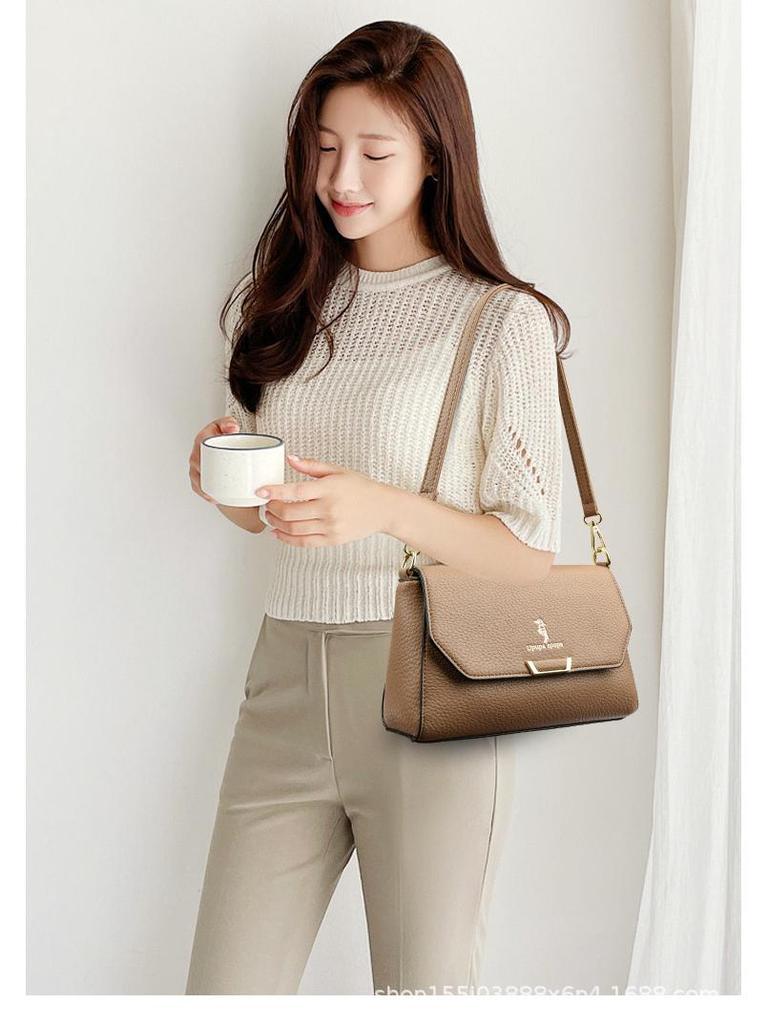 2025 Fashion Soft Leather Crossbody Handbag - Light Luxury Casual Square Bag for Moms