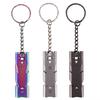 Mini SOS Whistle with Keychain Stainless Steel Keyring Whistles High Decibel Double Pipe Lightweight EDC Tool for Outdoor Sports