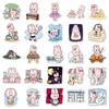 51 Cute Pink Rabbit Cartoon Stickers - Hand-Painted, Waterproof, Perfect for Laptops & Stationery