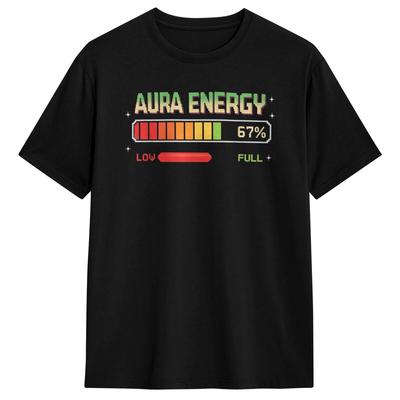 Men Women's T-Shirt Aura Energy At 67 Funny Six Seven Meme Gen Alpha Slang T Shirts Popular Summer Tees Awesome Clothing