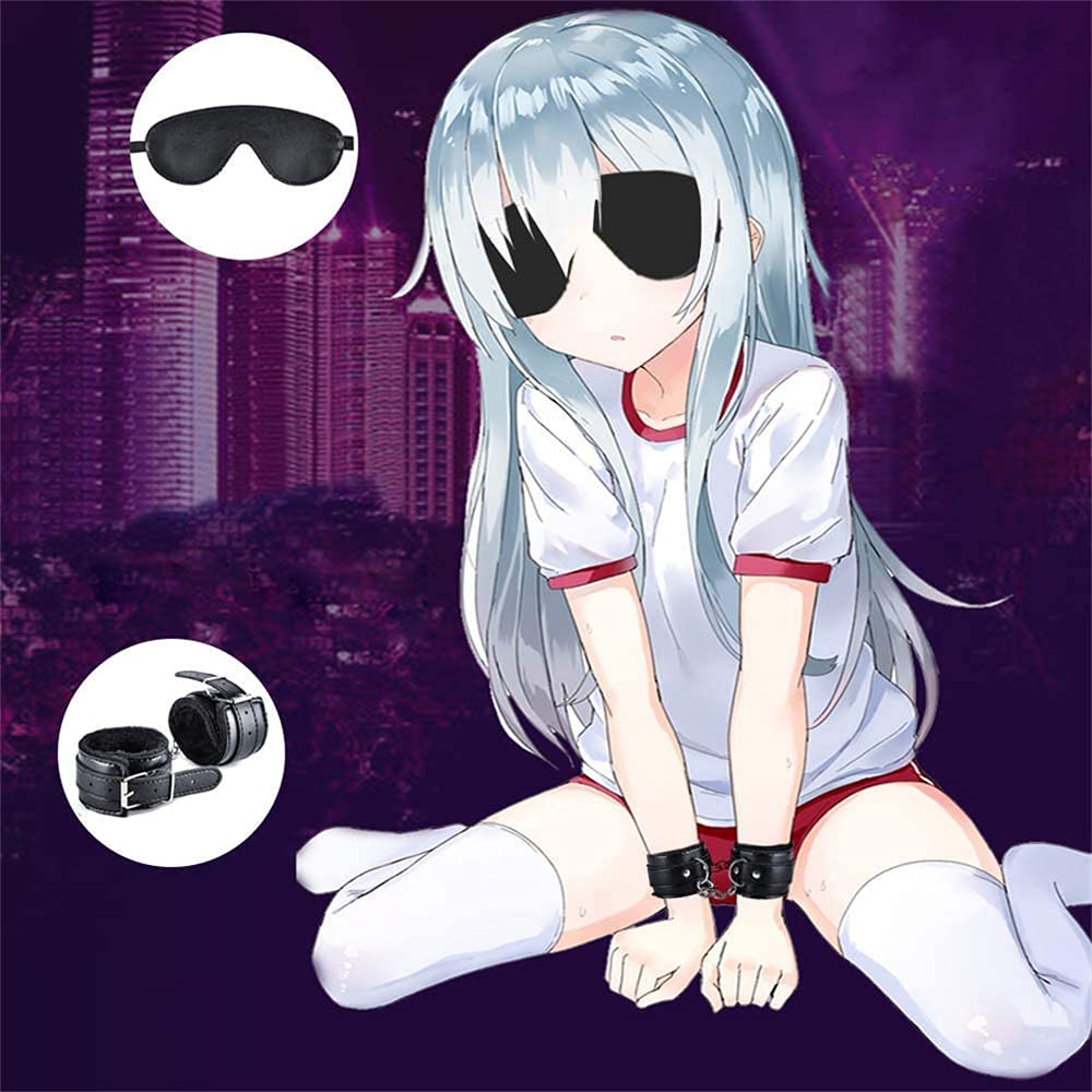 Soxeeh SM Goods Set with and Eye Adjustable SM Belt and Belt Set, 3-Piece M-Shaped Leg-Spreading Restraints, Handcuffs, Mask, Leg-Spreading (Black)